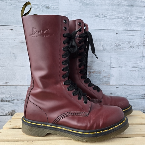 Dr. Martens Shoes - Dr. Martens 1914 14 Eyelet Cherry Red Lace Up Boots 11856 Womens 8